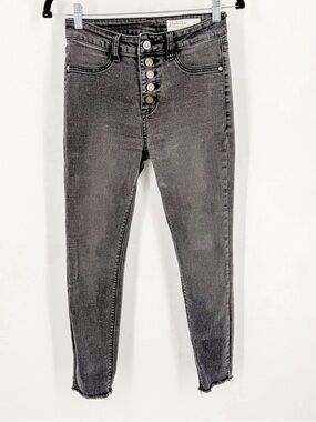 pistola Charcoal Black High-Rise Skinny Jeans with Button-Fly